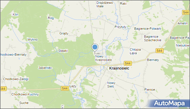 mapa Nowy Krasnosielc, Nowy Krasnosielc na mapie Targeo